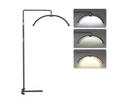 Halve Maan LED Lamp - Beautysalon lamp - Lash Lamp - Beauty Lamp - Make Up Lamp - Salon Lamp - LED Licht - Stevig En Stabiel - LED Lamp - Inclusief Telefoon Houder - Zwart