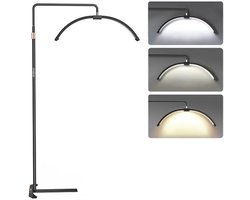 Halve Maan LED Lamp - Beautysalon lamp - Lash Lamp - Beauty Lamp - Make Up Lamp - Salon Lamp - LED Licht - Stevig En Stabiel - LED Lamp - Inclusief Telefoon Houder & Afstandsbediening - Zwart