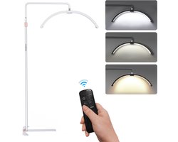 Halve Maan LED Lamp - Beautysalon lamp - Lash Lamp - Beauty Lamp - Make Up Lamp - Salon Lamp - LED Licht - Stevig En Stabiel - LED Lamp - Inclusief Telefoon Houder & Afstandsbediening - Wit
