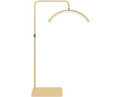 Halve Maan LED Salonlamp - 36W - Voor Nagelstudio & Schoonheid - Bi-Kleur 3200K-5600K Dimbaar - Met 1.8m Statief, Telefoonhouder & Afstandsbediening - Goud