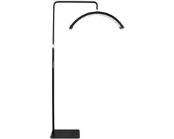Halve Maan LED Salonlamp - 36W - Voor Nagelstudio & Schoonheid - Bi-Kleur 3200K-5600K Dimbaar - Met 1.8m Statief, Telefoonhouder & Afstandsbediening - Zwart