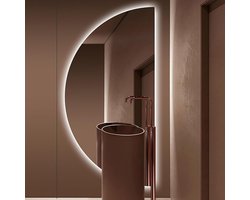 Halve Maan Spiegel - Badkamer Spiegel - Make-up Aanbrengen - 3 Kleuren Licht - 100x50cm - Frameloos