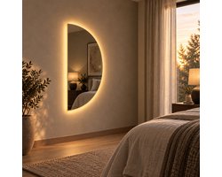 Halve Maan Spiegel Lys - Eendelig - LED Verlichting - 140 x 80cm - Ronding Links + Rechts