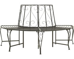 Halve Ronde Bank - Boombank Buiten - Ontspannen in de tuin - Weerbestendig staal - 160 cm breed - Zilvergrijs