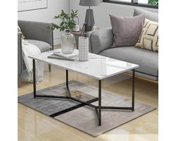 Halverwege de eeuw moderne rechthoekige salontafel - woonkameraccent Ottomaanse opslagplank - 42 inch marmer en zwart