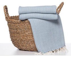 Hamam Plaid | Deken | Picknickkleed | Bankdekentje | Visgraat | ZigZag | 170 x 220 cm | het beste en zachtste katoen | prewashed | ongebleekt | volle franjes | vele kleurtjes | hiPPs by Lalay