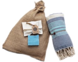 Hamam Sauna Handdoek Cadeauset Sax Blue