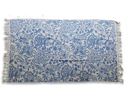 Hamamdoek 90x165cm - Blauw - Saunadoek - Strandhanddoek - Yogadoek - Spadoek - Omslagdoek - Strandlaken - Zacht - Lichtgewicht - Sneldrogend