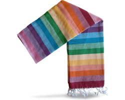 Hamamdoek - Pestemal - Badhanddoek- 100x180 cm - Pestemal Fouta Pareo Yoga - Pestemal Lijnpatroon Zachte Sneldrogende Strand- en Badhanddoek - Rainbow