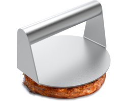 Hamburgerpers - Ronde pers - Platte bodem - Ideaal voor koekenpannen, koken - 5,5 inch - Zilver