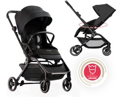 Hamilton by Yoop T1 Buggy – 360° Draaibare Stoel – MagicFold™ Technologie – Inklapbaar – Reflecterende Wielen mét Vering – Inclusief beschermtas en bekerhouder – Verstelbare en Wendbare Kinderwagen – Lichtgewicht Wandelwagen – Plooibuggy – Zwart