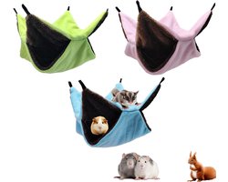 Hammock - 3 Stuks - Schommel - Hamster Hangmat - Knaagdierkooi - Knaagdierhuis - Knaagdieren Hangmat - Kleine Knaagdieren - Hamster Speelgoed - Muis Speelgoed - Hamster Bed - Voor Hamsters/Muizen/Gerbils/Ferret/Guinea Pig - 34x34cm - Soft And Warm