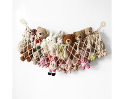 Hammock voor Knuffeldieren, Macrame Opbergnet, Hangende Organizer voor Speelgoed en Knuffels in Wit