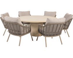 Hampton Puglia low dining tuinset 160xH69 cm 7 delig mortex latte Taste 4SO