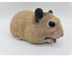 Hamster beeld 13 cm - lichte kleur - mooi beeldje bijna levensecht - hele mooie definities in gemberkleur uitgevoerd - polystone - beeld - hoogkwalitatieve kunststof - decoratiefiguur - interieur - accessoire - voor binnen - cadeau - geschenk