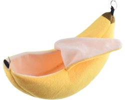 Hamster Hangmat Banaan - Geschikt voor in de Hamsterkooi - Hamster Speelgoed - Hangmat - Schommel voor Hamsters - Muis Speelgoed - Geel - LOUZIR