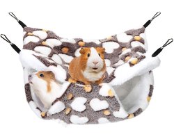 Hamster Hangmat - Hammock - Huisdierhangmat - Schommel - Hamster slaapzak - 34*34cm - Grijs - Koraalvlies, Arctisch vlies - Knaagdierhuis - Knaagdieren Hangmat - Hamster Bed - Voor chinchilla's, egels en cavia's - Caviahuis - Slaapzak voor huisdieren