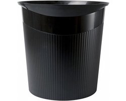 Han Kantoor vuilnisbak/papierbak - zwart - 13 liter - kunststof - 28 x 28 cm