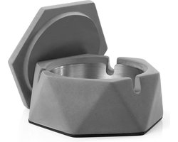Hanamura Asbak - Voor Buiten - Winddichte Asbak met Deksel - Vaatwasserbestendig – Anti-slip en anti-kras - Cement