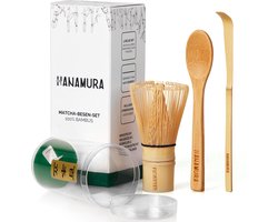 Hanamura Matcha Set 3-delig - Matcha Klopper – Matcha Starterkit van Bamboe – Inclusief Opbergcase, Matcha Whisk en Matcha Lepel