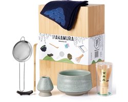 Hanamura Matcha Set – 7-delige Set met Bamboe Opbergdoos, Matcha klopper voor Matcha Thee en Accessoires