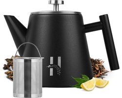 Hanamura Theepot - Met filter - Dubbelwandig - Zwart - 1000mL