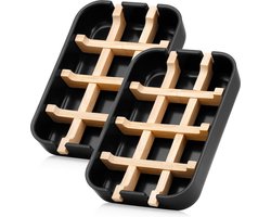 Hanamura Zeepbakje – Biologisch afbreekbaar - Zeephouder voor Badkamer en Keuken - Bamboe - 2 Stuks