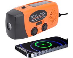 Hand Crank Emergency Radio, AM/FM/NOAA Weather Radio 2000MAH Power Bank Phone Charger met LED -zaklamp en SOS -alarm, Handkast op Zonne -energie voor Kamperen, Noodsituatie (ORANGE)