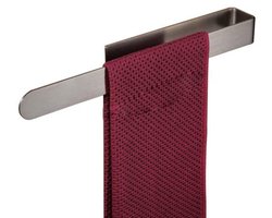 Hand doek rek zonder boren - Bad kamerset - Zwart Hand doekrek - Hand doekrek - Geborsteld roestvrij staal Bad kamerrek - Eenvoudig hand doekrek - Zelf klevend - Lang geborsteld - Zwart - 37 cm