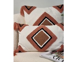 Hand getufte Kussen set van 2 - Getufte kussenset 017- sier kussen MET VULLING - Abstract sierkussens - decoratie kussens