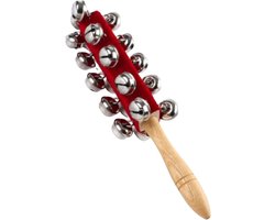 Hand Jingle Klokken - Sleebellen Muziek - Muzikaal Onderwijs - Fluwelen Bekleding - 265 cm - Houtkleurig