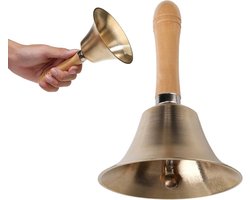 Handbel Klassiek - Metaal - Gongen - Hard Geluid - Scheepsbel - Tafelbel - kerstman bel - RVS Schoolbel - Tafelbel - Handbel Goud Klassiek - Metaal - Gongen - Balie Bel Receptiebel Handbel - 8cm - bruin - 1stuk