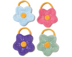 Handdoek - 4 Stuks - Gastenhanddoek - Polyester + Nylon - Handdoeken - Vod - Absorberende zakdoek - Bloemvorm - Decoratieve Handdoeken - Toilet Handdoek - Leuke Handdoeken - Geschikt voor thuis en op reis - 27*20cm - Paars/Roze/Groen/Blauw