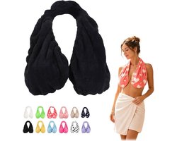 Handdoek BH - Bra Towel voor Vrouwen - Underboob Sweat Absorber - absorberende halter douchebh - Badjas Wrap - Zachte Fluwelen Halsband Borsttopje - voor badkamer, Breastfeeding en thuisgebruik - zwart