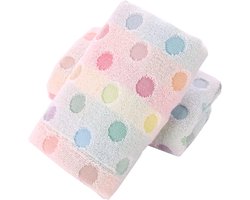 handdoek-Handdoeken - set van 2 - Hotelkwaliteit – Zware kwaliteit Creme-Stippen-kleur-75 x 35 cm-decoratieve handdoek-microvezel koraal fluweel schattige handdoek