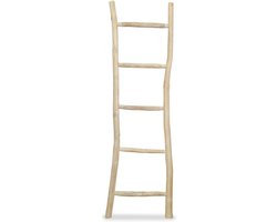Handdoek Ladder - Decoratieve Plank - Badkamer Organisatie - Vrijstaand Ontwerp - 45x150cm - Natuurlijk Hout