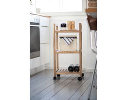Handdoek rek op wieltjes / acina houten opberg rek / badkamer trolley 3 etage