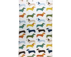 Handdoek teckel - 70x120 cm - multi - badstof