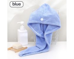 Handdoek voor Haren - Haar Wrap - Snel Droog Haar - Sneldrogende Handdoek - Kleur: Blauw - Badkamer & Douche - Kapper Handdoek - Snel Absorberende Handdoek - Hoofddoek - Hoofd Handdoek - Fluweel - Extra Zacht & Hoge Kwaliteit - Luxe & Snel Drogen