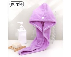 Handdoek voor Haren - Haar Wrap - Snel Droog Haar - Sneldrogende Handdoek - Kleur: Paars - Badkamer & Douche - Kapper Handdoek - Snel Absorberende Handdoek - Hoofddoek - Hoofd Handdoek - Fluweel - Extra Zacht & Hoge Kwaliteit - Luxe & Snel Drogen