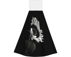 Handdoek Zonnebloem - Badstof Doek - Snel Drogen - Zacht Koraal Fluweel - 45 x 36 cm - Zwart Grijs