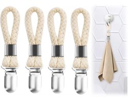 Handdoekclips - 4 Stuks - Handdoekklemmetjes - Handdoekhaakjes - handdoek clips - handdoek knijpers - theedoek haakje - handdoek hanger - theedoek clips - handdoeklusjes - keukendoekclips, haken voor theedoeken