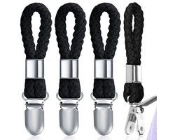 Handdoekclips - 4stuks - Handdoekklemmetjes - Ophanghaakjes - Katoen + metaal - Rek Handoekrek - Handdoekhaakjes - TheedoekHaakjes - Voor keuken, badkamer, balkon, kasten - 11.5×2.3cm - Zwart