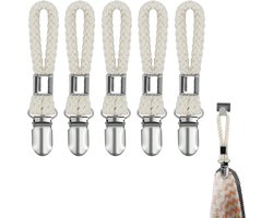 Handdoekclips - 5 Stuks - Handdoekhaakjes - Handdoekhouders - Handdoekklemmetjes - Handdoekklemmen - Handdoekklem - Handdoekknijpers - Klemmetjes - Ophanghaakjes - Voor Keuken, Badkamer, Balkon, Kasten - Beige