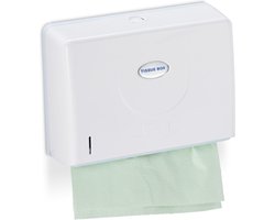 handdoekdispenser muur - voor h2 papieren handdoekjes - 20,5 x 27,5 x 10 cm - plastic - wit