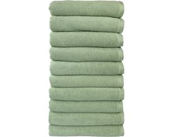 Handdoeken, 50x100 cm, 100% Biologisch Katoen, Set van 10 stuks, Hotelkwaliteit, Luxe handdoeken, GOTS & Vegan Gecertificeerd, Bio, Badtextiel, De Linde Home, Lichtgroen