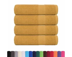 Handdoeken FROGN 4 st-Badlaken - Strandlaken - Badhanddoek- Douchelaken 50x100 cm 360 g/m goud
