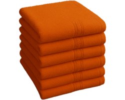 Handdoeken - Gastendoekjes - 40x60cm - 6 stuks - gekleurd - 100% Katoen - Oranje