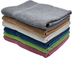 Handdoeken - Handdoekenset - Badhanddoeken - 70cm x 140cm - Set met 6 stuks - 450 gram per stuk - 100% Katoen - Mix-Set Licht - 1 stuk van elke kleur