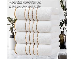 handdoeken - Luxe 4 delige Handdoekenset – 42x80cm - 100% Katoen - Gestreepte High-end Handdoeken, Perfect voor Dagelijks Gebruik in de Badkamer, Perfect voor Kerstmis, Thanksgiving, Valentijnsdag, Pasen, Super Zacht met Hoge Absorptie, Wasdoeken